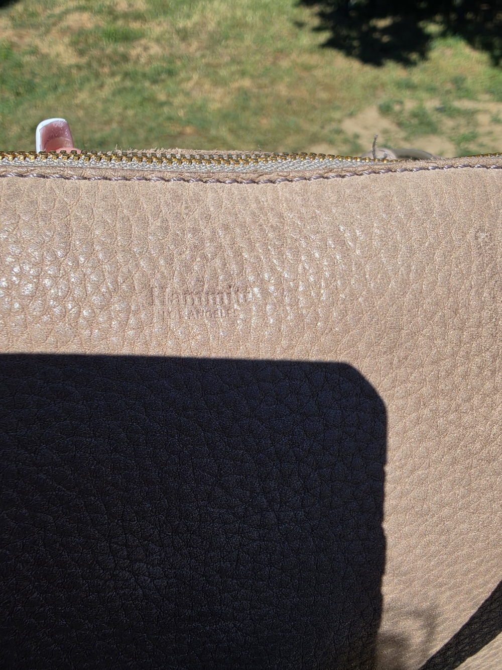 Hammitt Taupe Pebbled Leather Handbag Crossbody Bag with Gold Hardware - Picture 15 of 16
